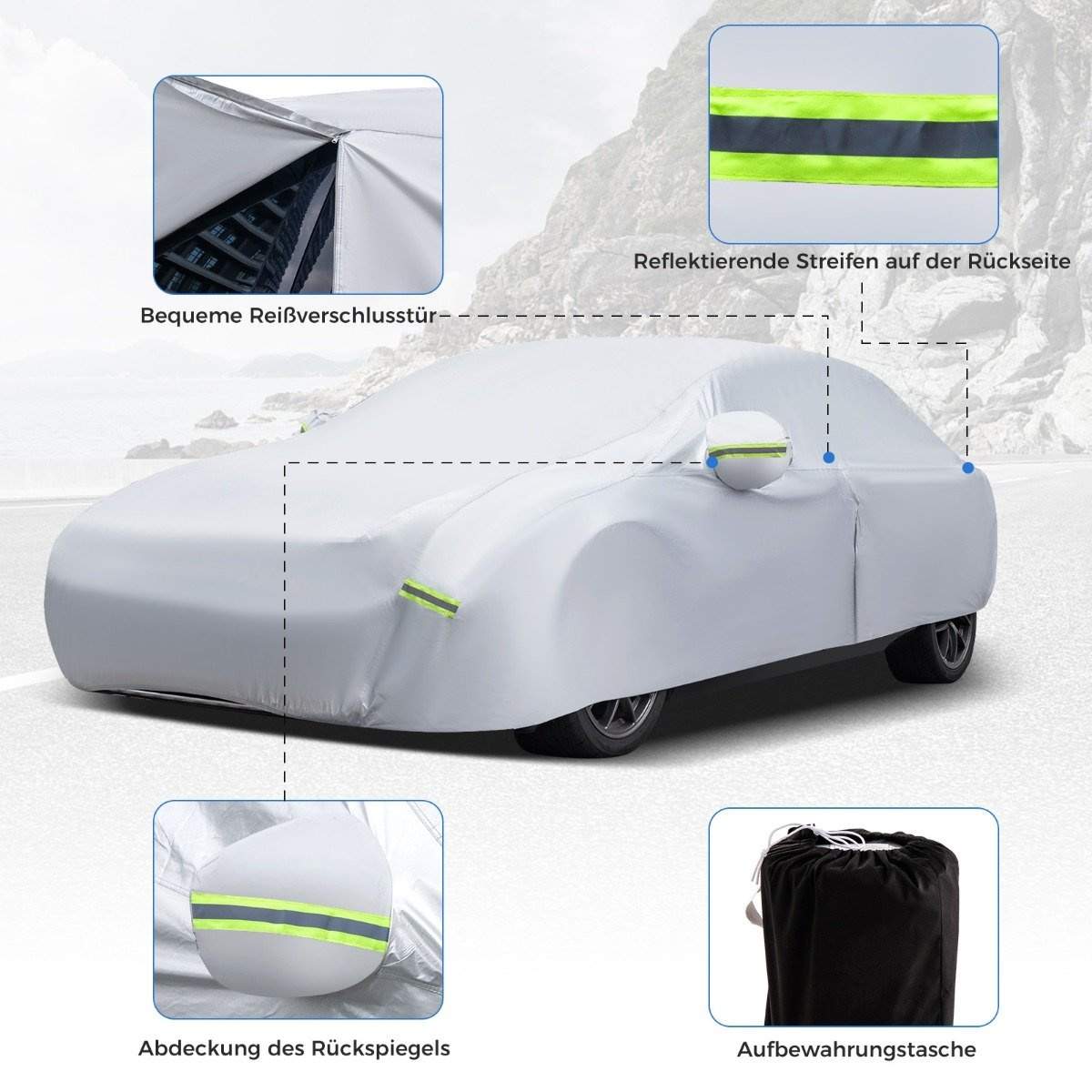 Väderbeständig presenning för fordon bilskydd med dragkedja 431 x 160 x 115 cm silver | Elektronik - Tillbehör Mobil & Surfplatta - Mobiltillbehör - Mobilkablar - Tillbehör | Pryloteket