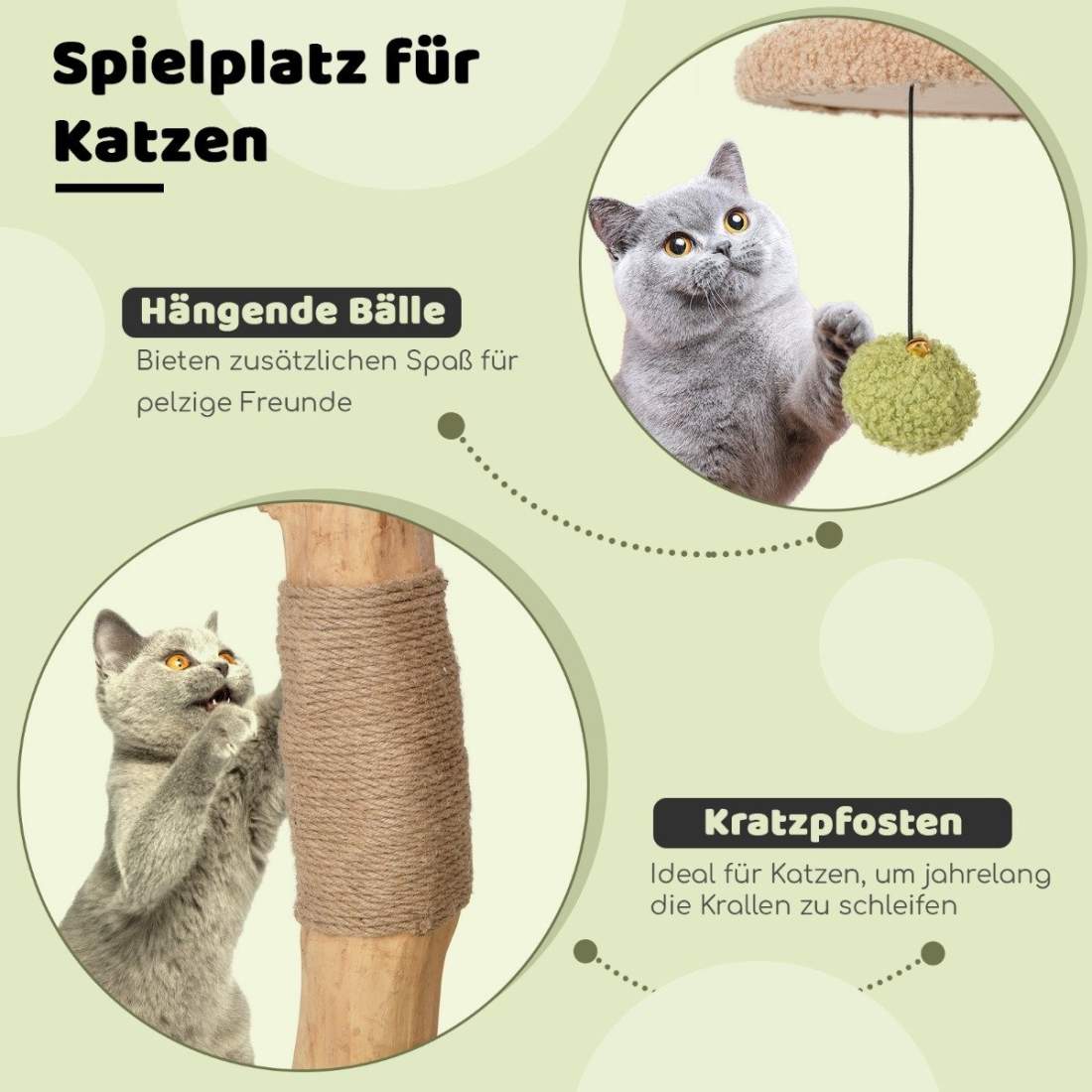 110 cm stor träskrapstolpe katttorn med vadderat sitthus skrapstolpe grön 79 x 60 x 110 cm | Hem & Hobby - Husdjur - Katt - Katträd | Pryloteket