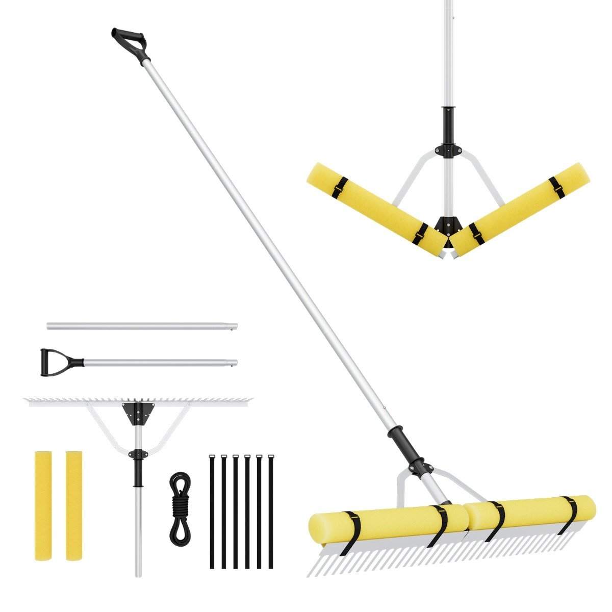 Flydende ukrudtssø-rive med 92 cm rivehoved 92 x 12 x 156-230 cm