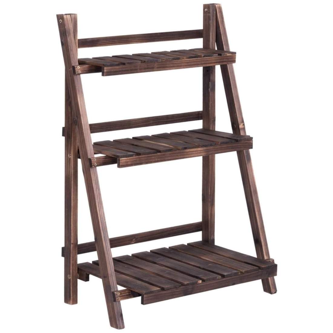 3-vånings växtställ Vikbart blomsterställ växthylla 60 x 33 x 93 cm Brun | Hem & Hobby - Hem & Hushåll - Balkong | Pryloteket