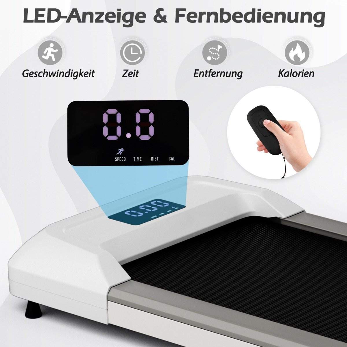 2 i 1 løbebånd under skrivebordet Walking Pad med LED-skærm 122 x 53 x 15 cm Grå
