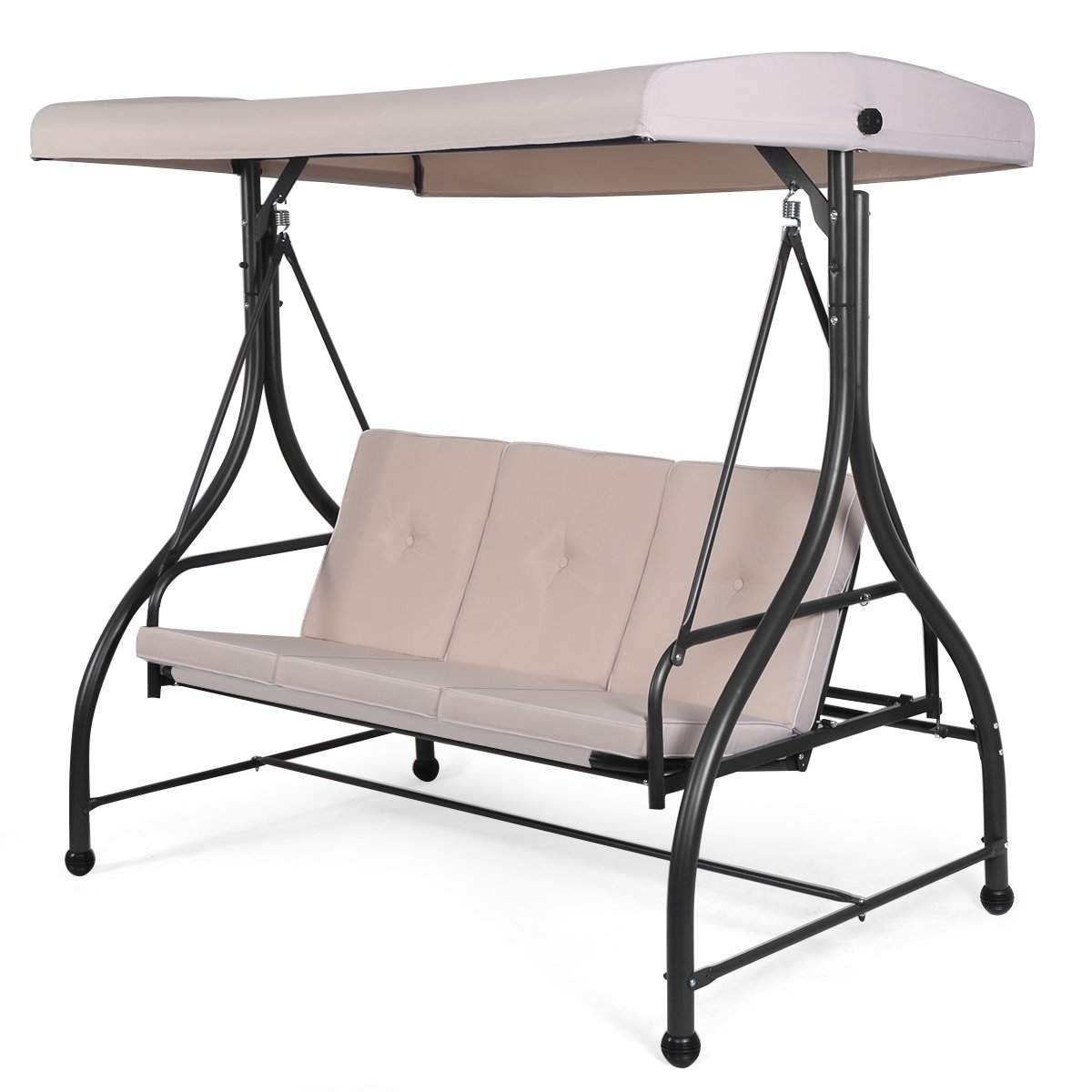 Hollywood-gynge med liggefunktion, 3-personers havegynge 183 x 112 x 178 cm beige
