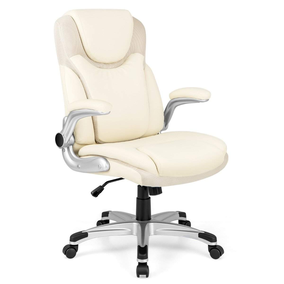 Executive stol vridbar skrivbordsstol av konstläder med vippfunktion 72 x 72 x 108-118 cm vit | Mode & Accessoarer - Smycken, Smyckesset & Tillbehör - Ringar | Pryloteket