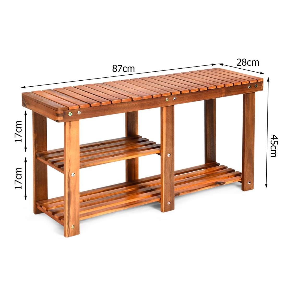 Skoställ med bänk & 2 hyllor Skoskåp av trä Skoställ 87 x 28 x 45 cm | Hem & Hobby - Hem & Hushåll - Förvaring & Organisering - Skohylla | Pryloteket