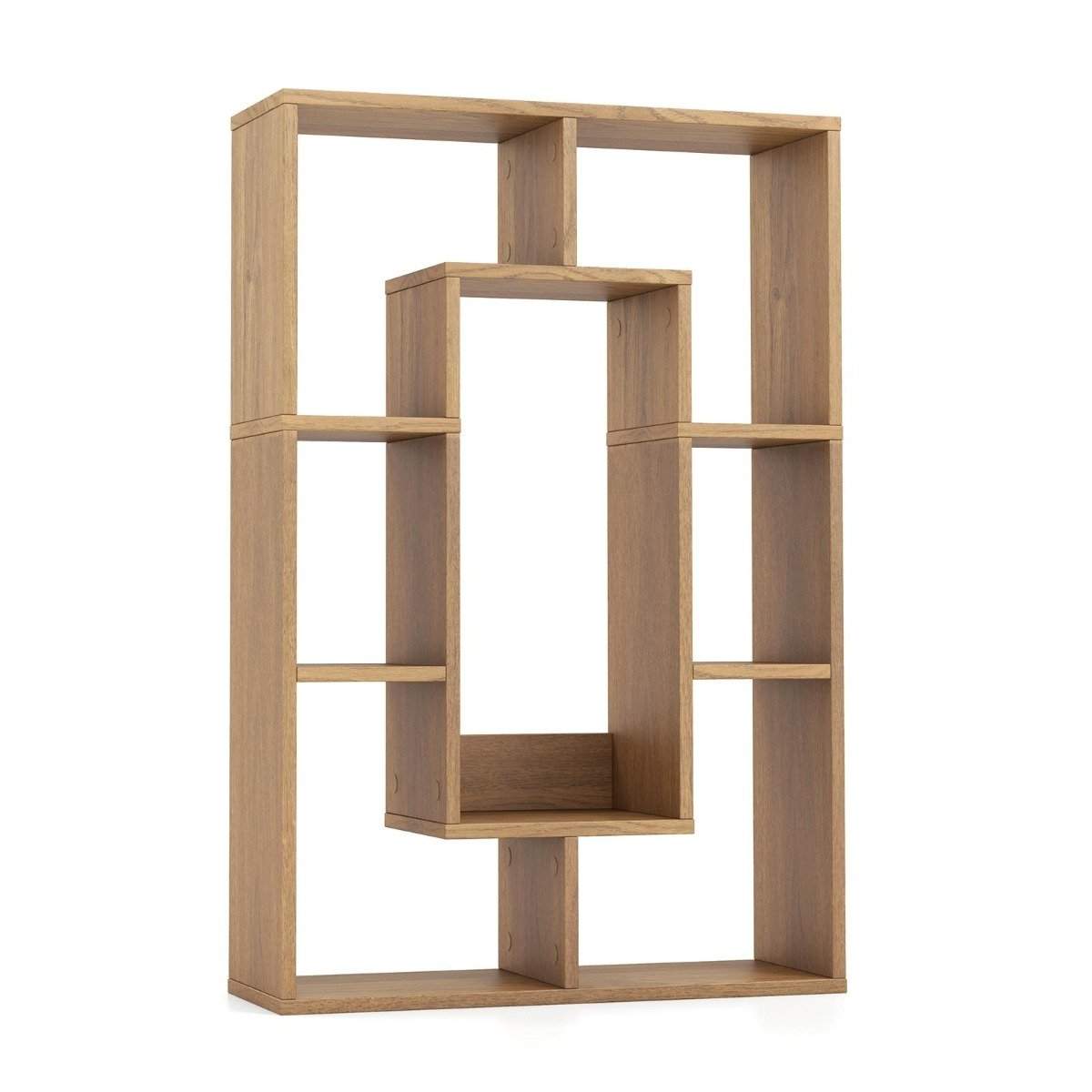 Moderne reol med 7 rum og anti-tip geometrisk åben stående hylde natur