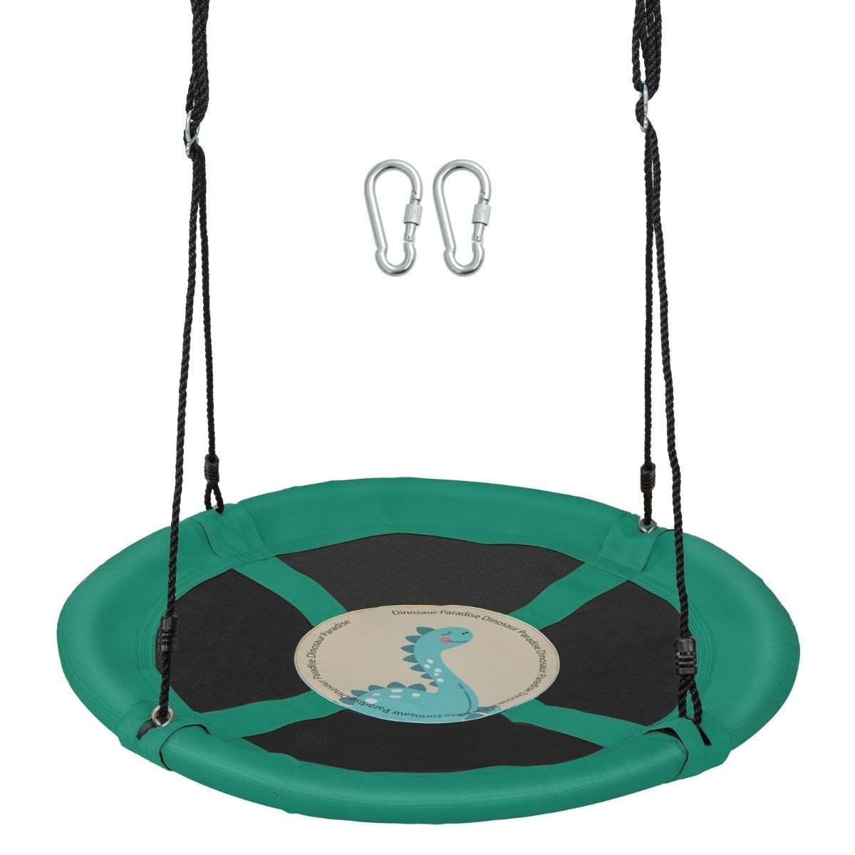 Diameter 100 cm redegynge med justerbare reb, hængegynge, børnegynge, rund gynge, grøn