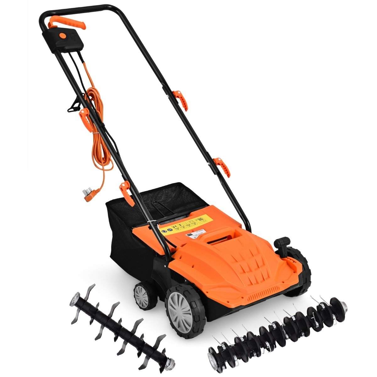 Elektrisk opskærer plænelufter 1500W 2-i-1 opskærer og belufter 104,5 x 51 x 103 cm orange
