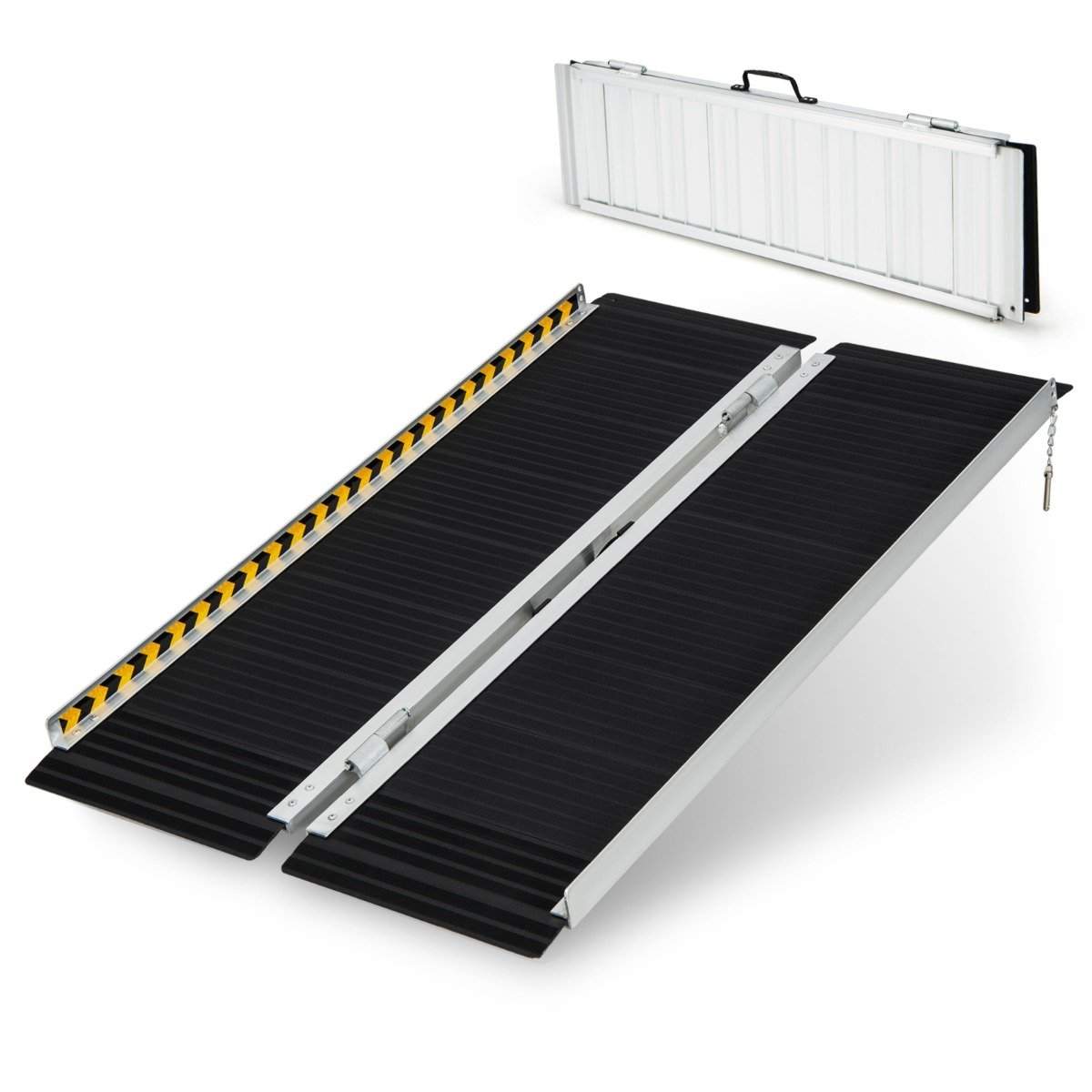 122 x 74 cm kørestolsrampe, bærbar & skridsikker folderampe, bæreevne op til 272 kg, aluminium