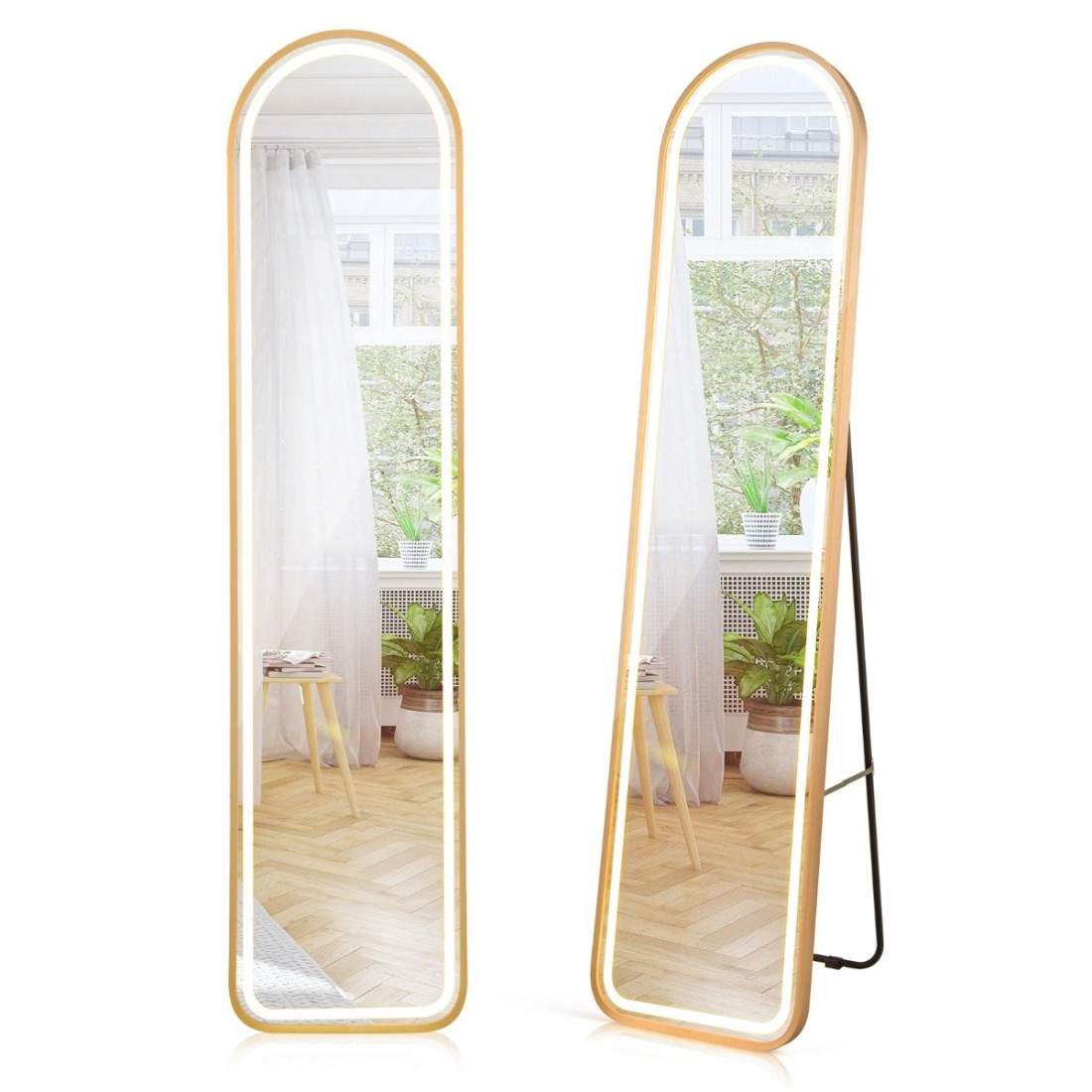 155 cm fullängdsspegel med gyllene aluminiumram och explosionssäker filmstående spegel | Elektronik - Kablar & Adaptrar - Splitters | Pryloteket