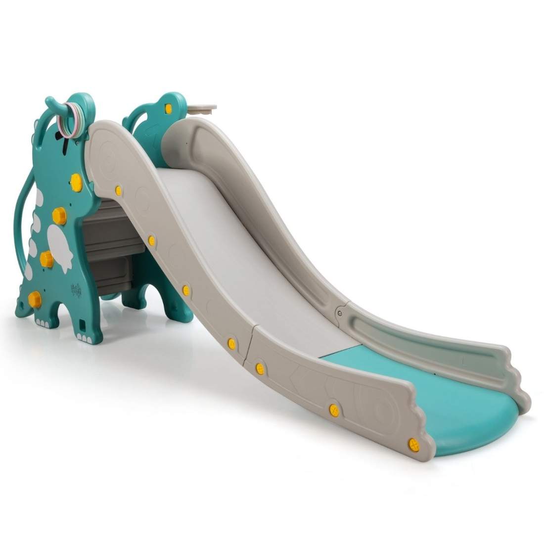 4-i-1 dinosaurie-rutschbana för klättring och glidande lekset för bebisar med basketbåge 188 x 65 x 80 cm | Sport & Fritid - Träning | Pryloteket