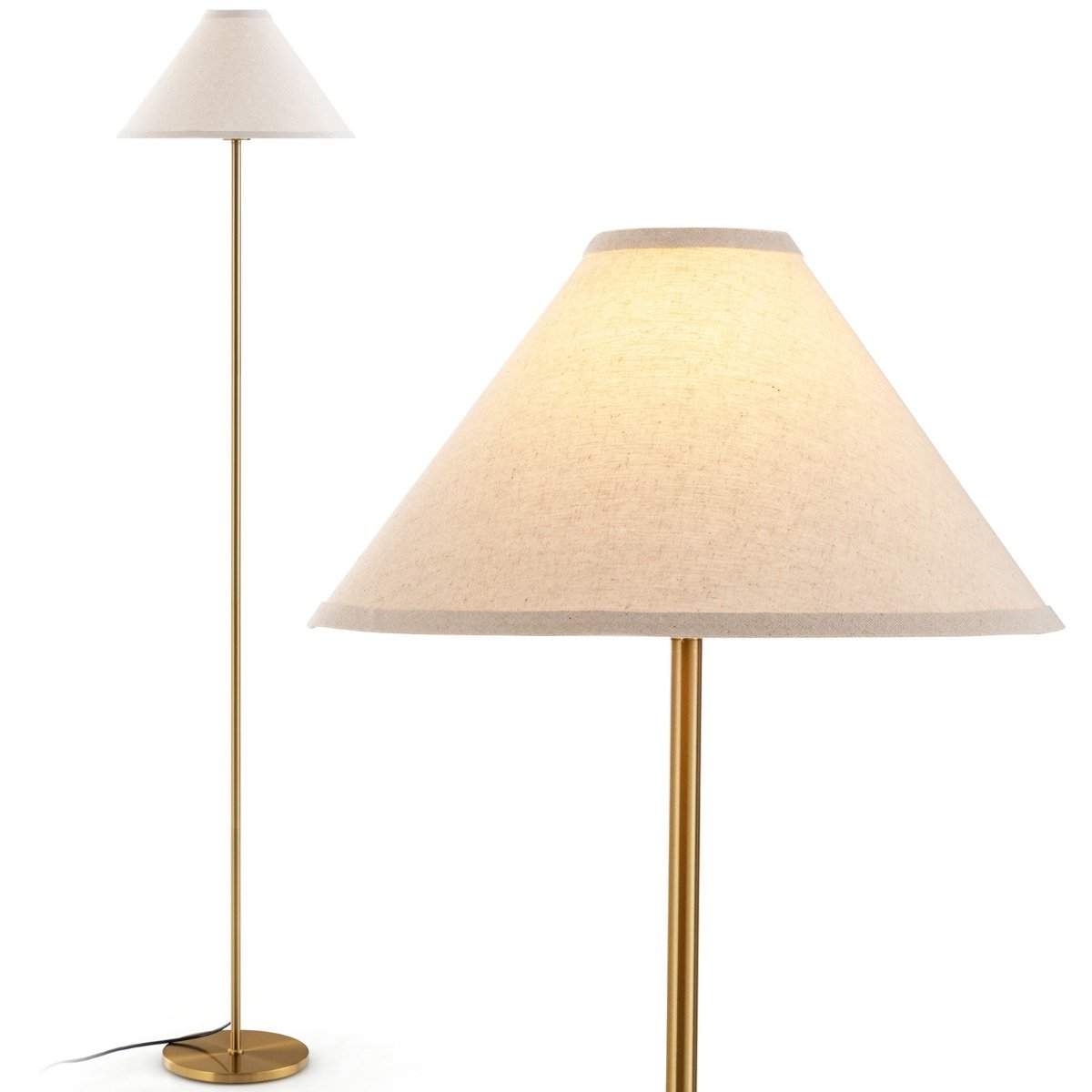 162 cm golvlampa guld golvlampa med fotkontakt linneskärm och metallstolpe | Sport & Fritid - Friluftsliv & Camping - Belysning | Pryloteket