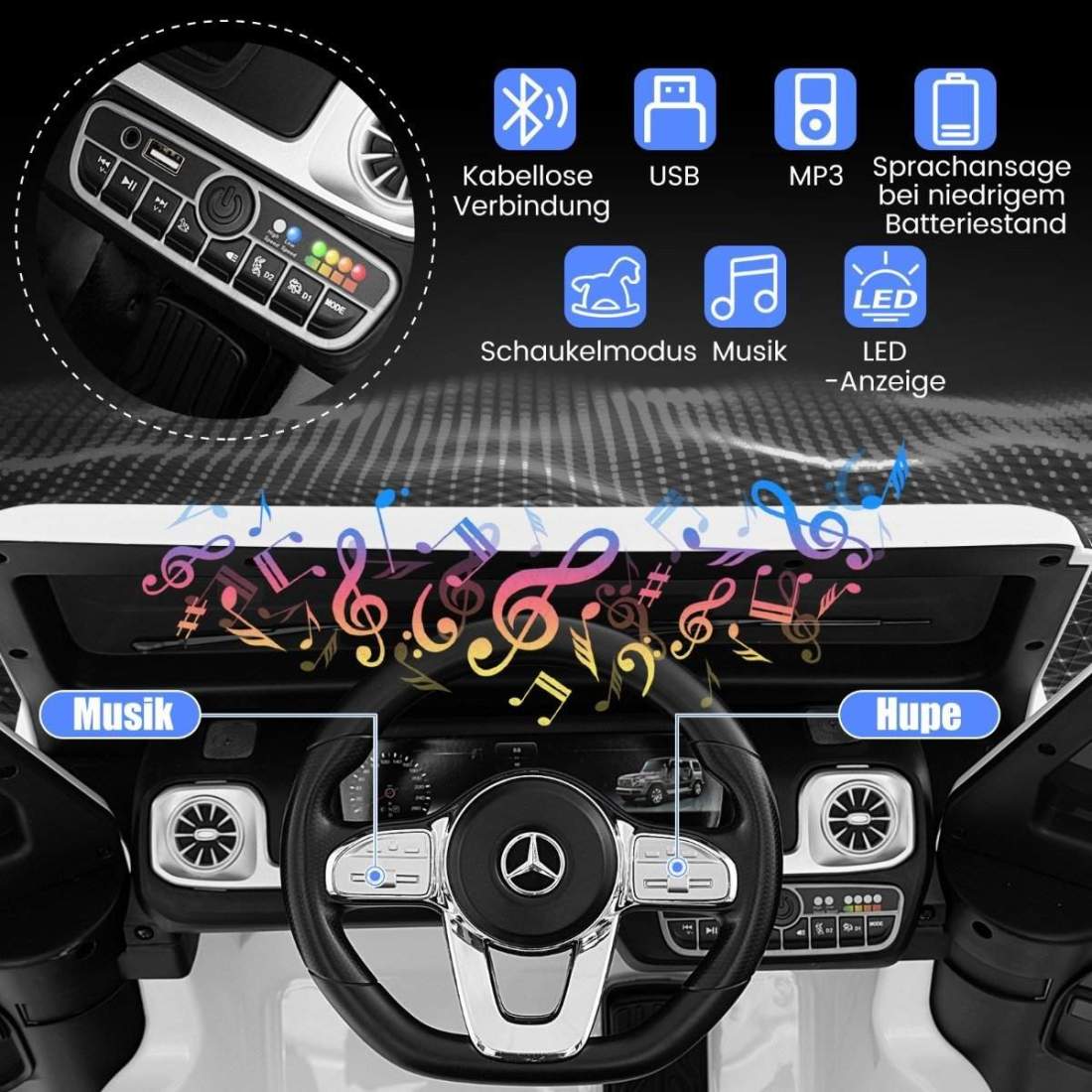 Elbil för barn Mercedes Benz G500 barnbil elektrisk med fjärrkontroll vit | Hälsa & Skönhet - Personvård - Vård & Rehabilitering - Hållning | Pryloteket