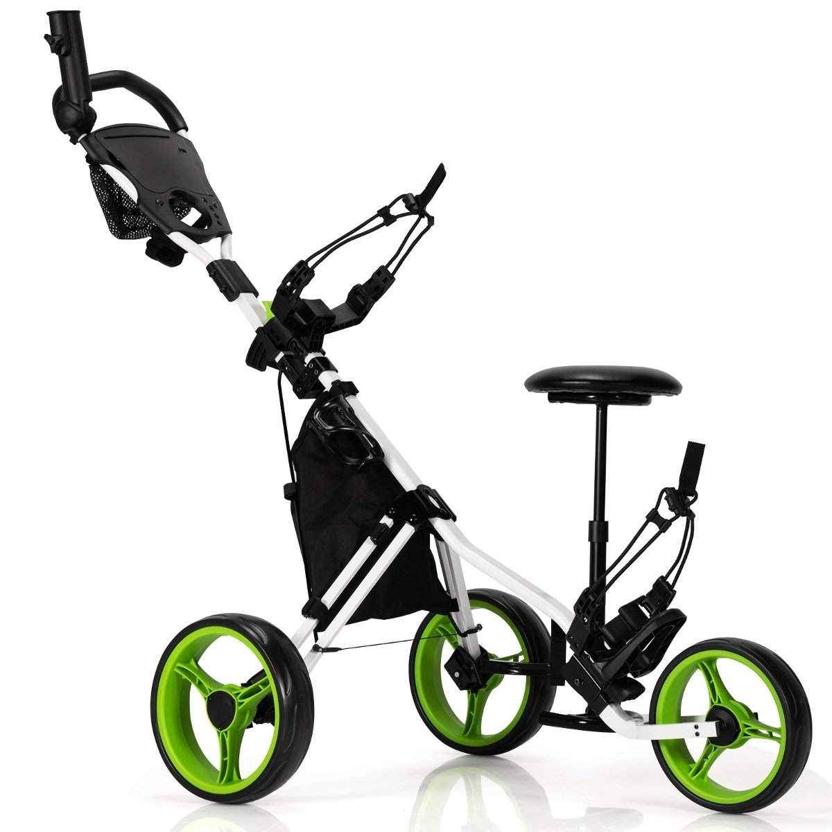 3 hjul golfvagn gjord av aluminium med paraplyhållare & säte fällbar golfbil golf caddie green | Elektronik - Tillbehör Mobil & Surfplatta - Mobiltillbehör - Mobilkablar - Tillbehör | Pryloteket
