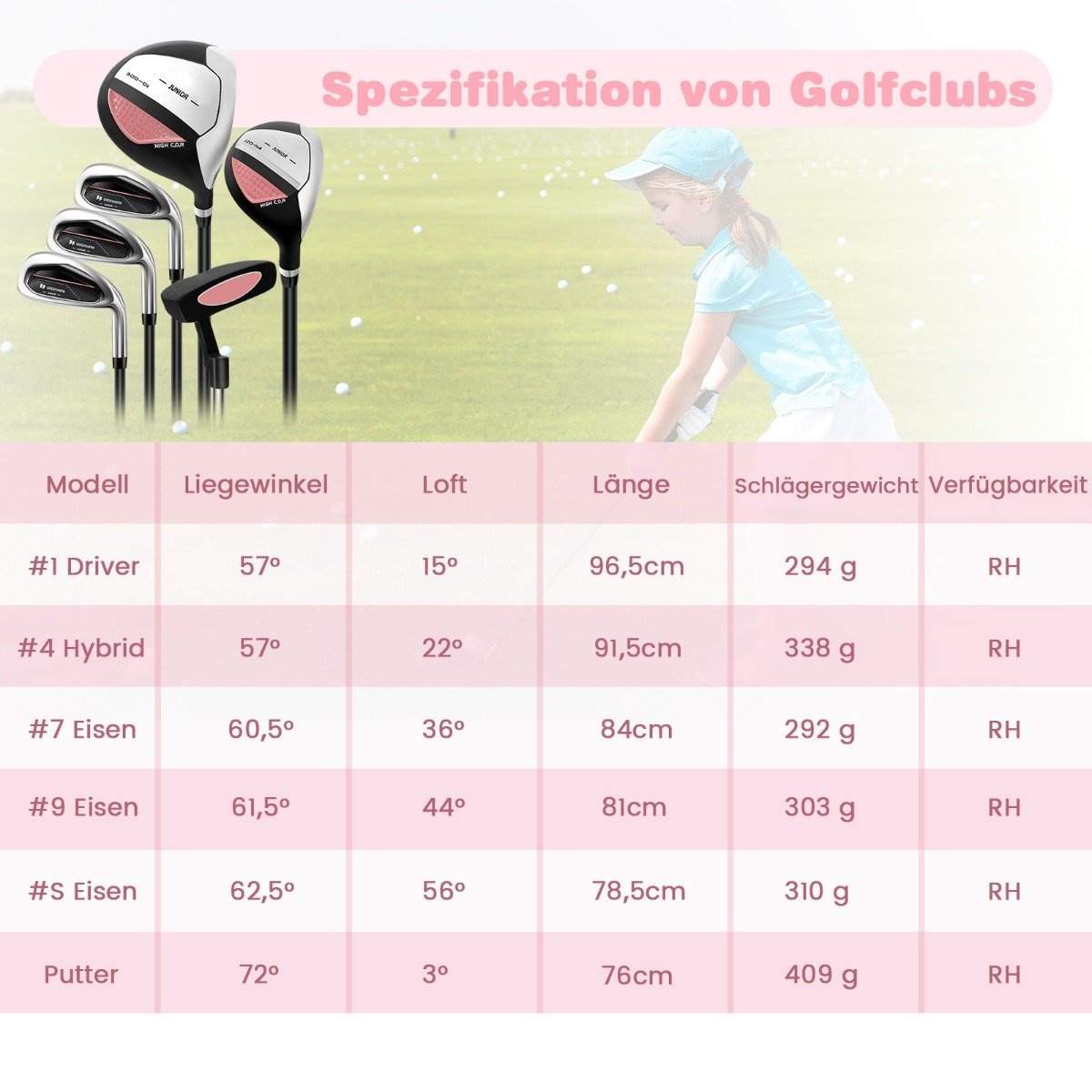 6-delat barngolfklubbset med golfbag och regnskydd för barn 11-13 år, rosa | Elektronik - Tillbehör Mobil & Surfplatta - Mobiltillbehör - Mobilkablar - Tillbehör | Pryloteket