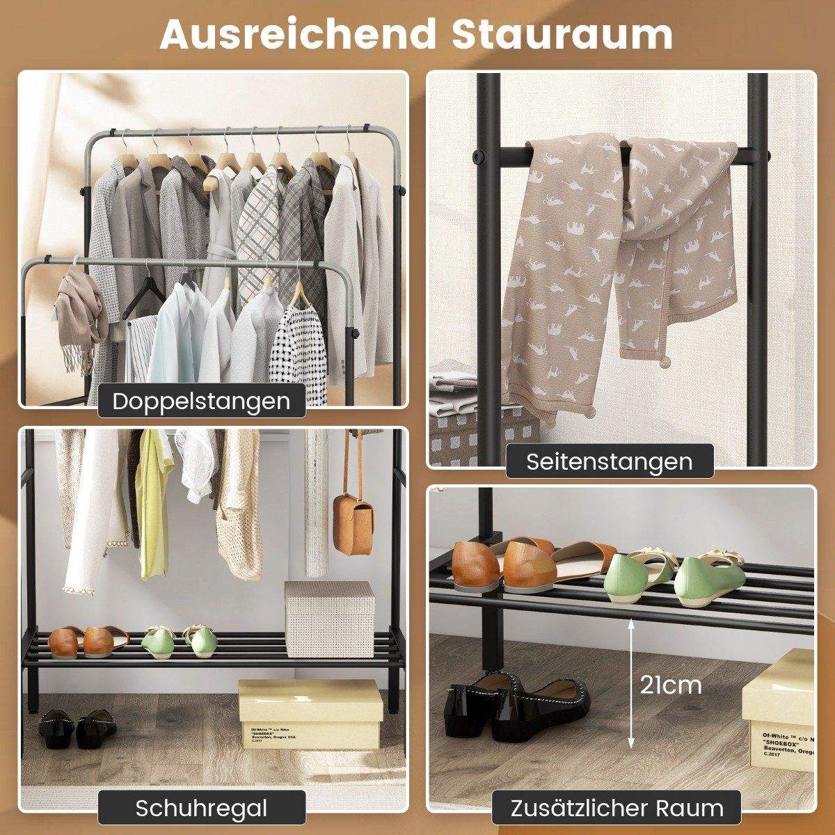 Klädställ med 2 klädstänger dubbel klädhängare med justerbara höjder svart + silver | Elektronik - Tillbehör Mobil & Surfplatta - Mobiltillbehör - Mobilkablar - Tillbehör | Pryloteket