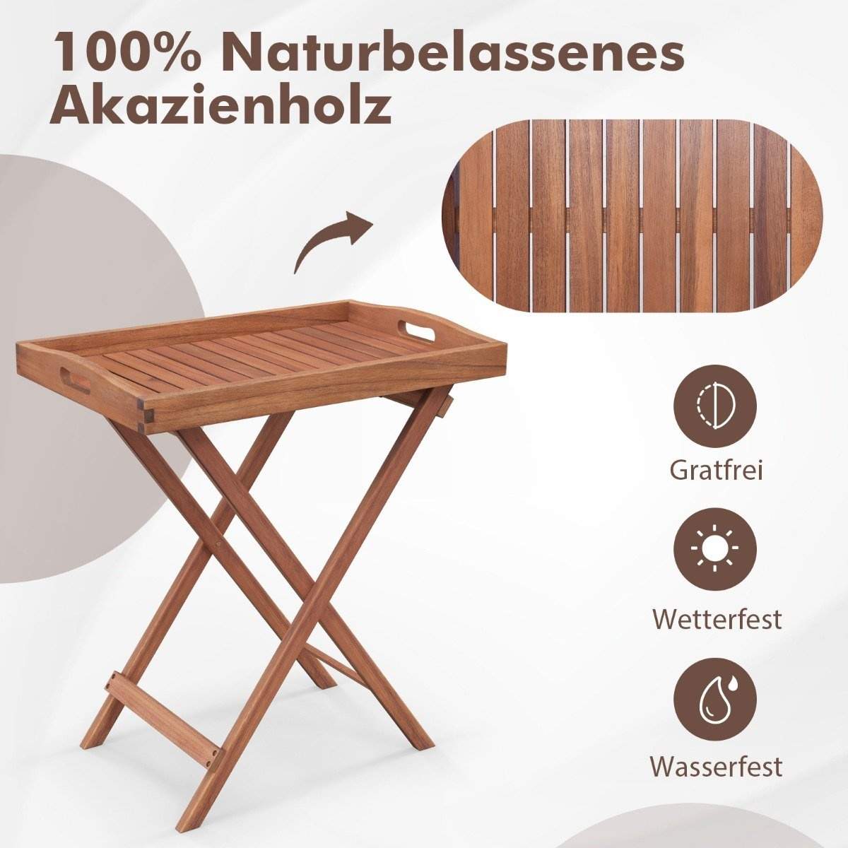 Sidebord akacietræ havebord lille altanbord træbord med lamelbordplade 68 x 44 x 74 cm natur