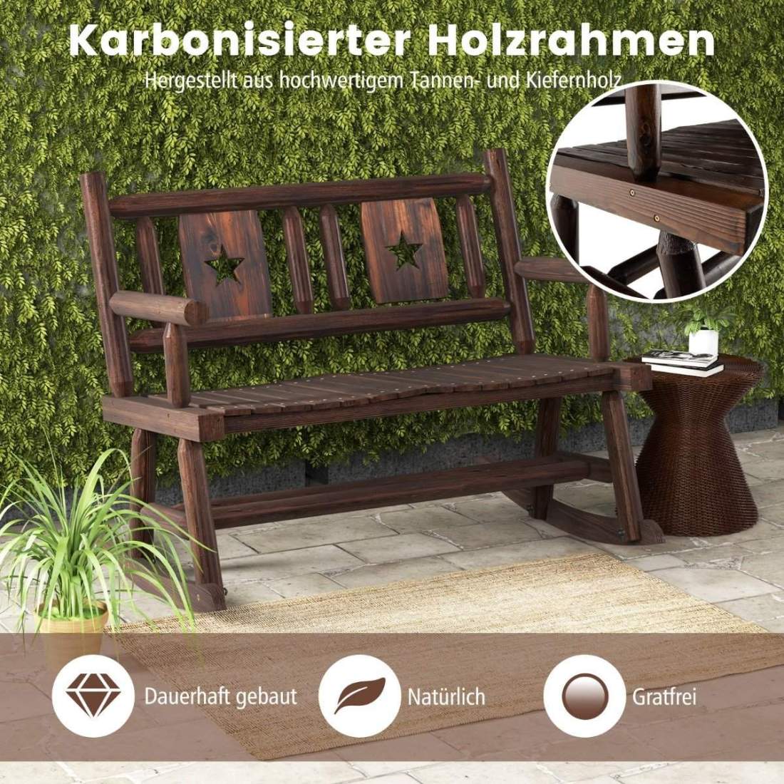 Trädgårdsbänk väderbeständig gungbänk med ryggbänk kan hålla upp till 320 kg | Hem & Hobby - Hem & Hushåll - Bygg | Pryloteket