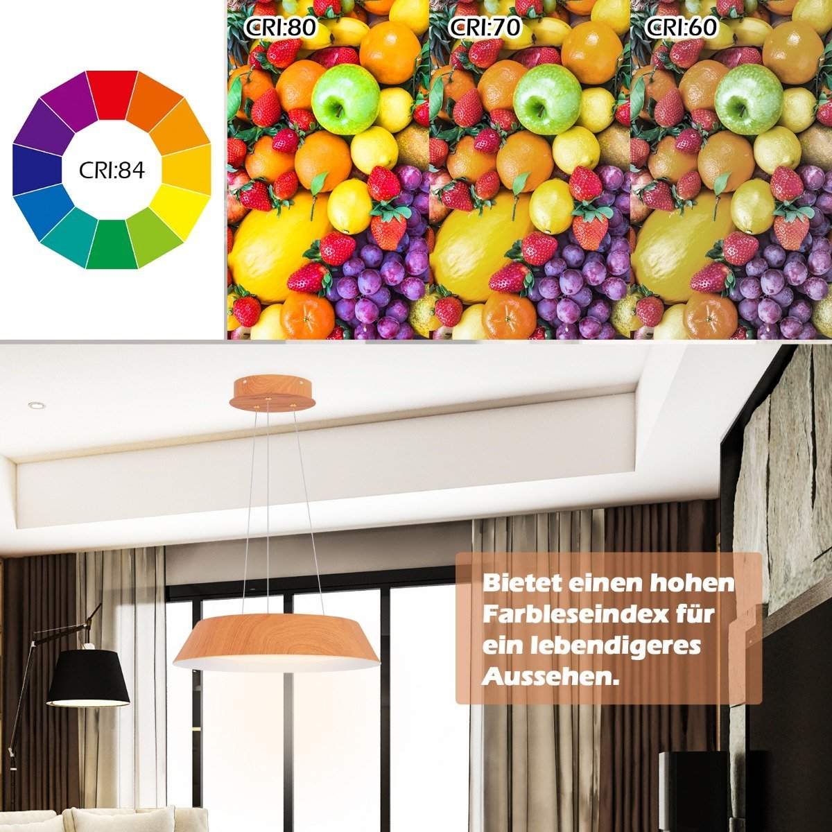 21W LED loftslampe energibesparende loftslampe med trækornet metalramme naturligt