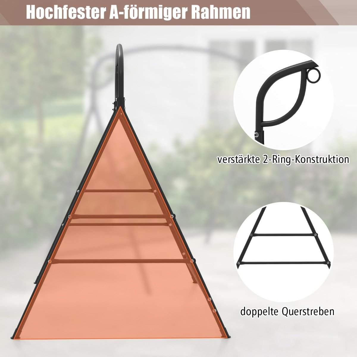 Gyngestel til ophængning af bænkstel til verandagynge 180 x 133 x 182 cm sort