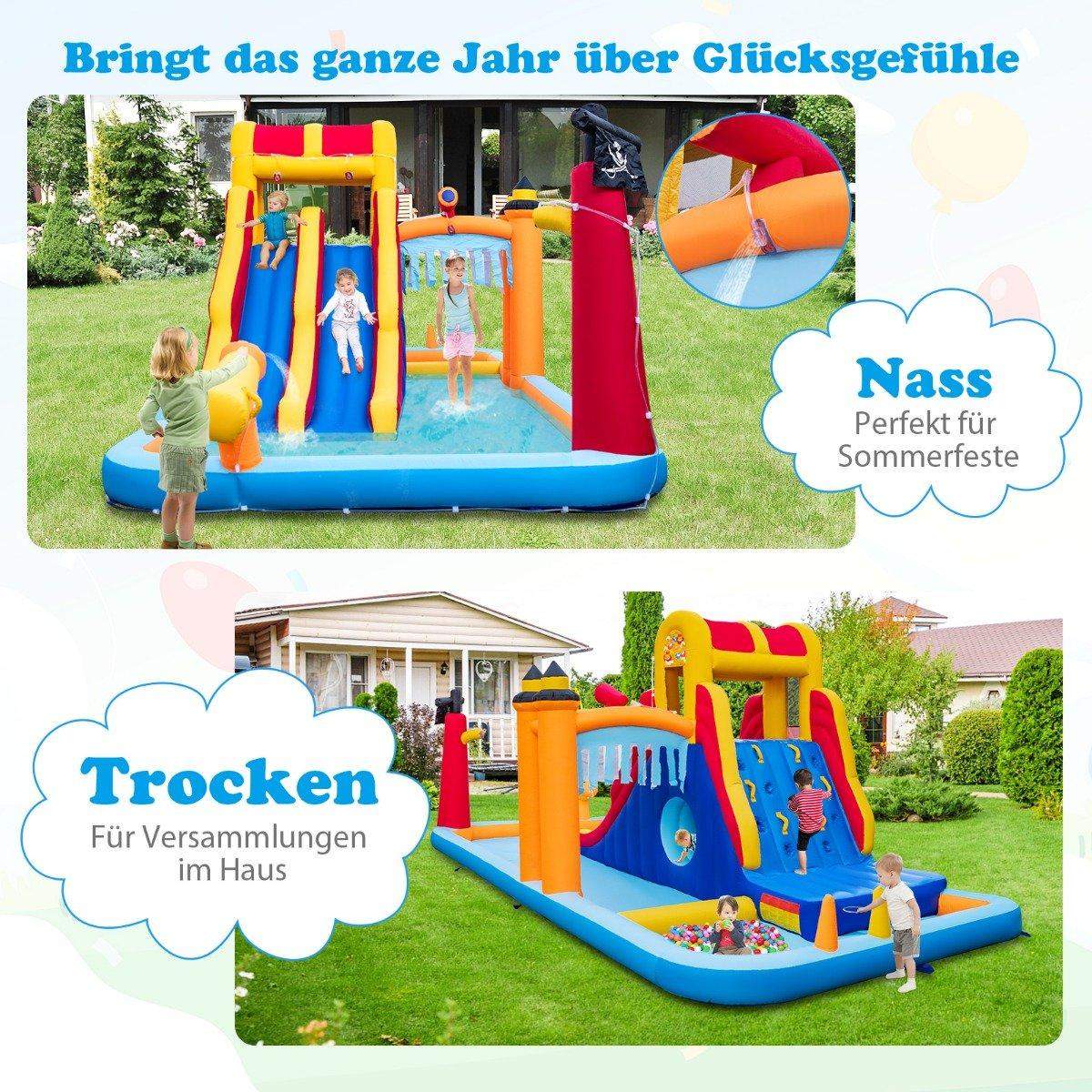 Hoppborg med två rutschkanor, klättervägg, krypgrund, vattenkanon & plaskdamm 693 x 295 x 263 cm | Elektronik - Tillbehör Mobil & Surfplatta - Mobiltillbehör - Mobilkablar - Tillbehör | Pryloteket