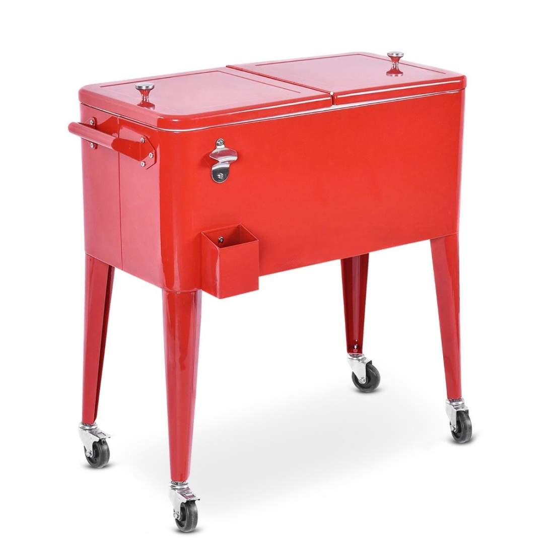 76L kylvagn med hjul sidovagn mobil kylbox dryckesvagn 91 x 48 x 87 cm röd | Hälsa & Skönhet - Personvård - Vård & Rehabilitering - Hållning | Pryloteket