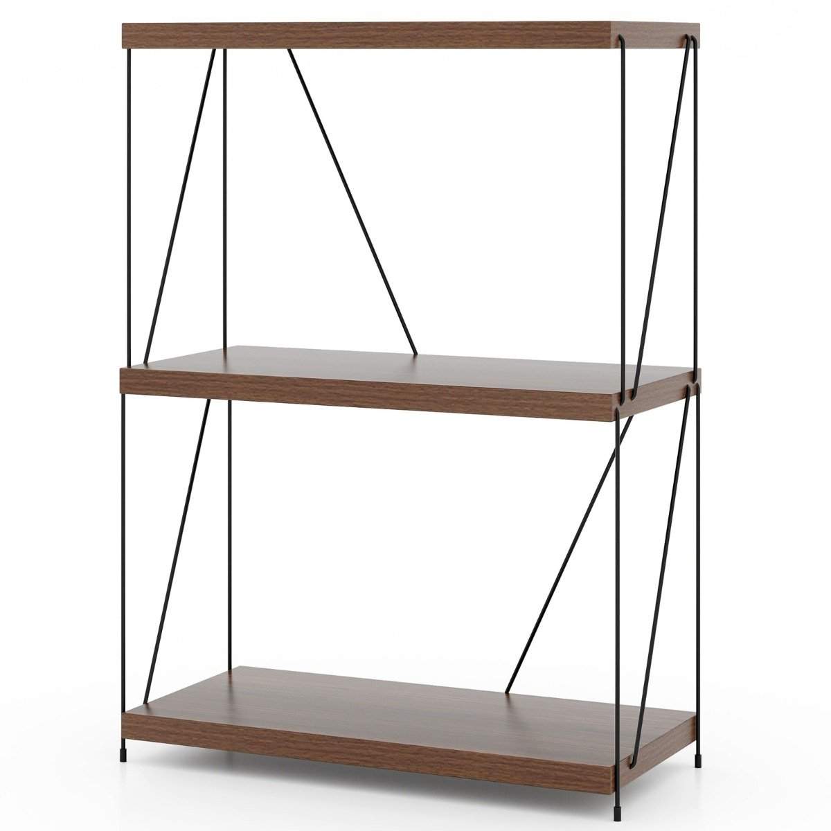 3-vånings stående hylla med metallram Industriell bokhylla Förvaringsställ 60 x 29,5 x 85,5 cm | Hem & Hobby - Hem & Hushåll - Sovrum | Pryloteket