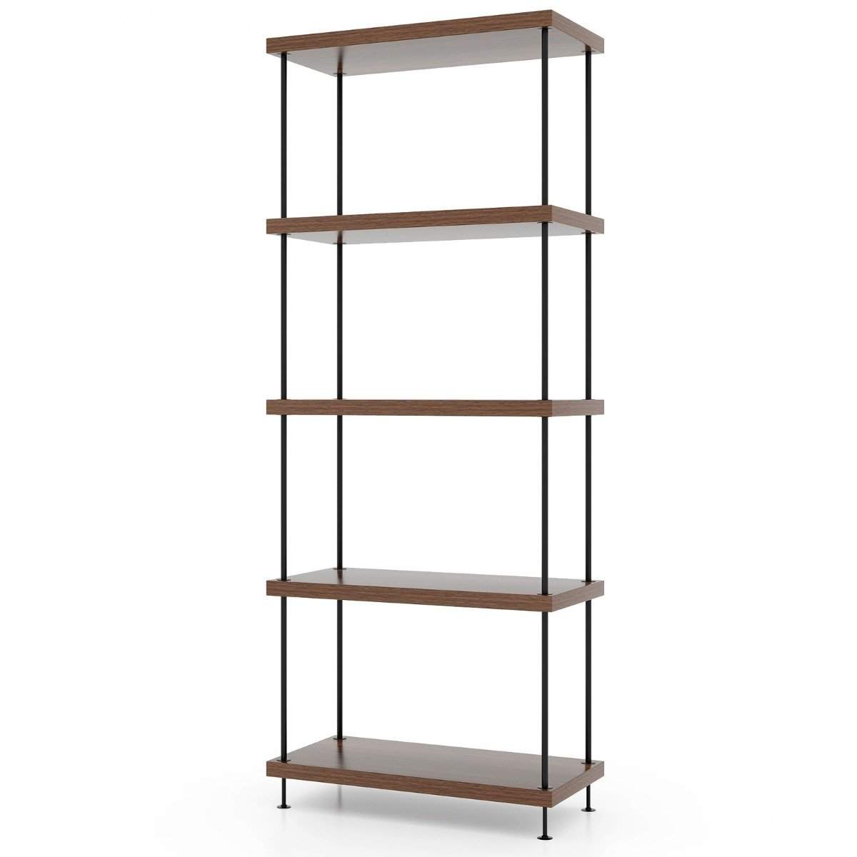 5 etagers stående hylde med metalramme Industriel reolopbevaringsstativ 60 x 29,5 x 147 cm