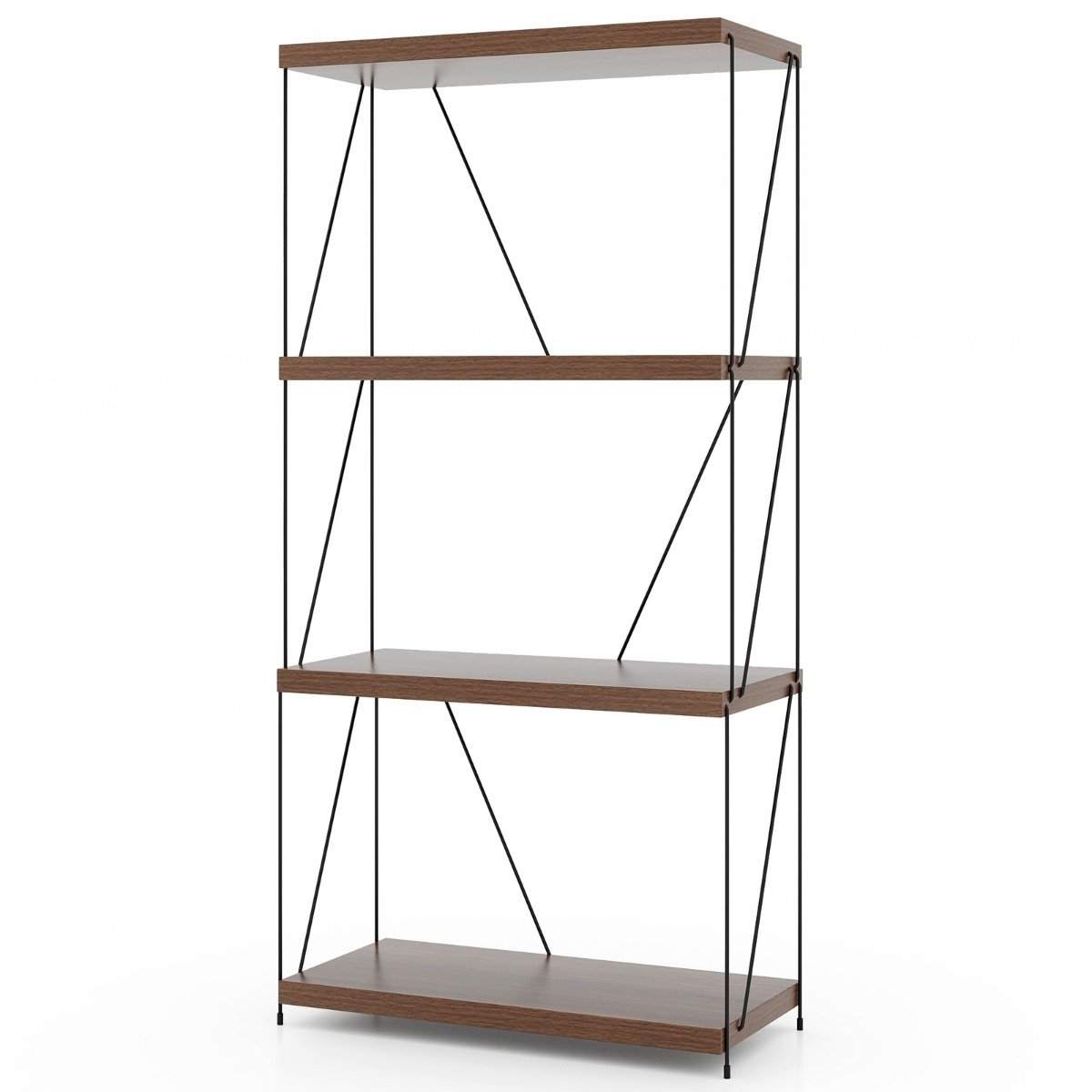 4 etagers stående hylde med metalramme Industriel bogreol opbevaringsstativ 60 x 29,5 x 105 cm