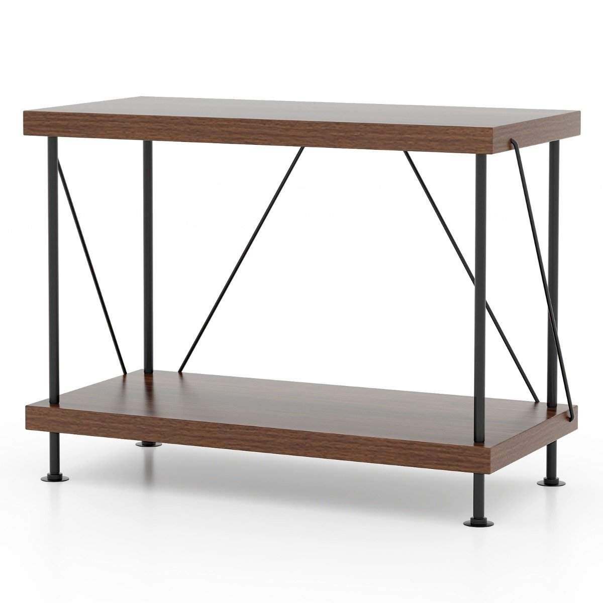 2-lags stående hylde med metalramme Industriel reolopbevaringsstativ 60 x 29,5 x 45 cm
