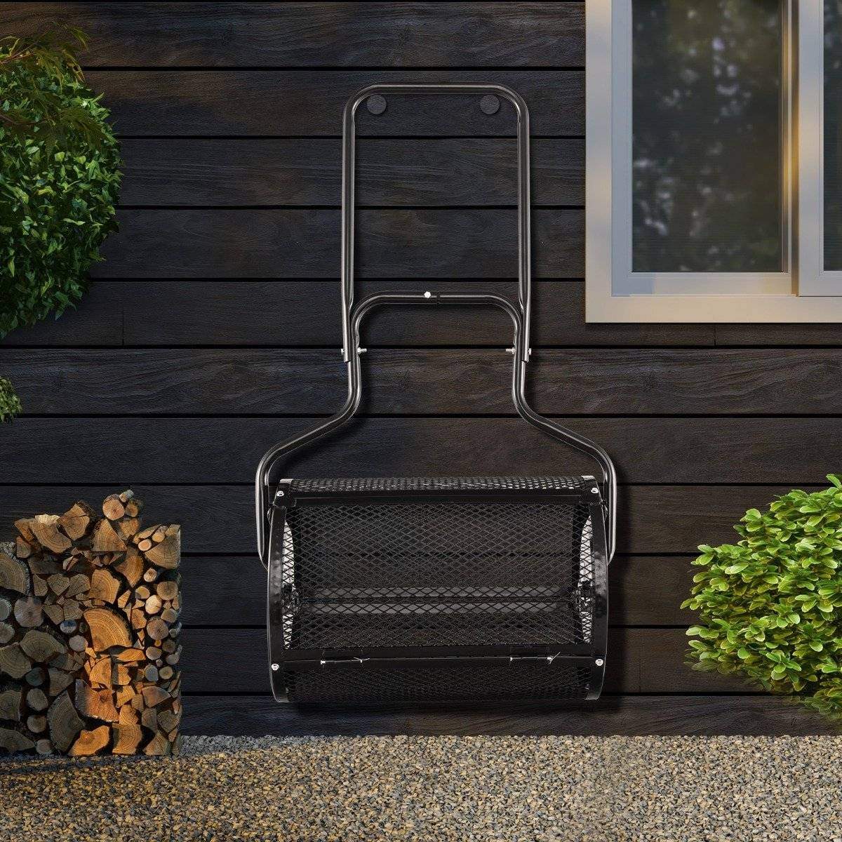 68 cm bred kompostspridare med förbättrade sidostänger och U-format handtag svart