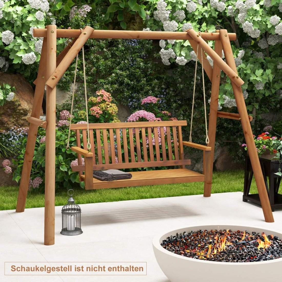 Verandagunga för 2 personer med 2 rep för upphängning Rymmer upp till 360 kg hängbänk