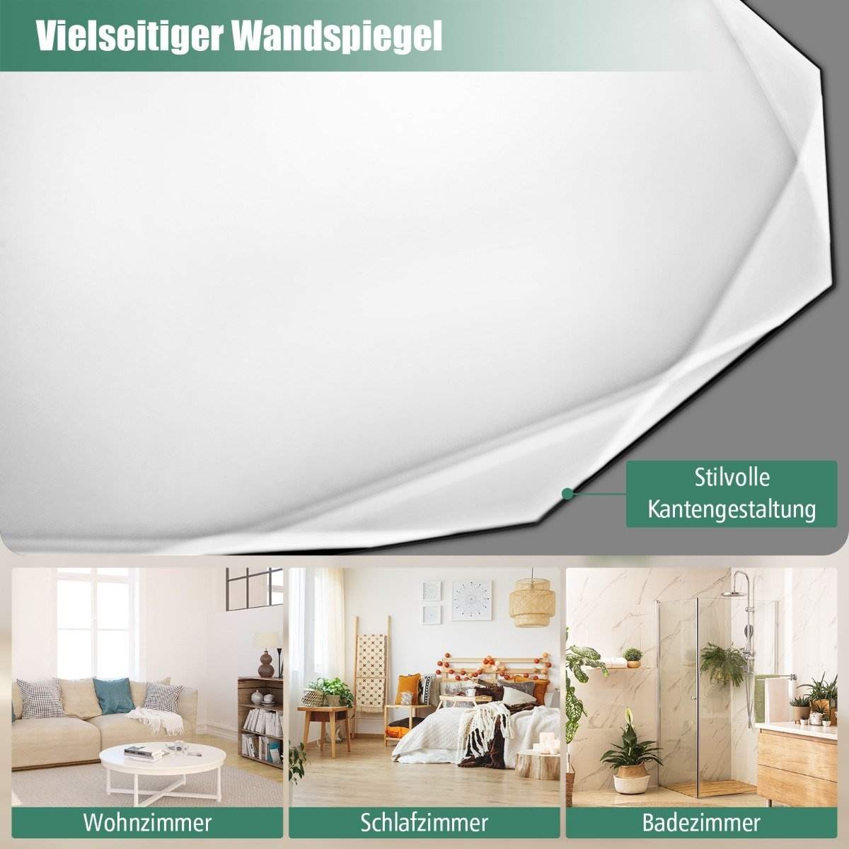 Badeværelsesspejl hængende spejl eksplosionssikkert vægspejl badeværelsesspejl til badeværelse rundt 76 x 76 x 5 cm