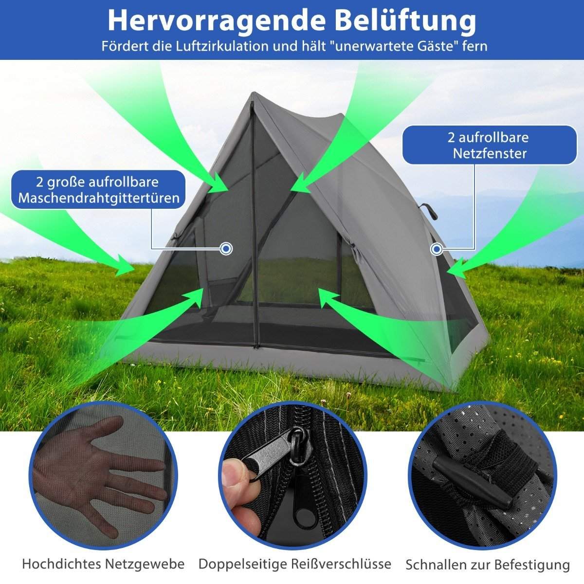 Pop up-tält för 2-3 personer 360° enkelsidigt genomskinligt familjetält 225 x 145 x 161 cm grått | Mode & Accessoarer - Smycken, Smyckesset & Tillbehör - Ringar | Pryloteket