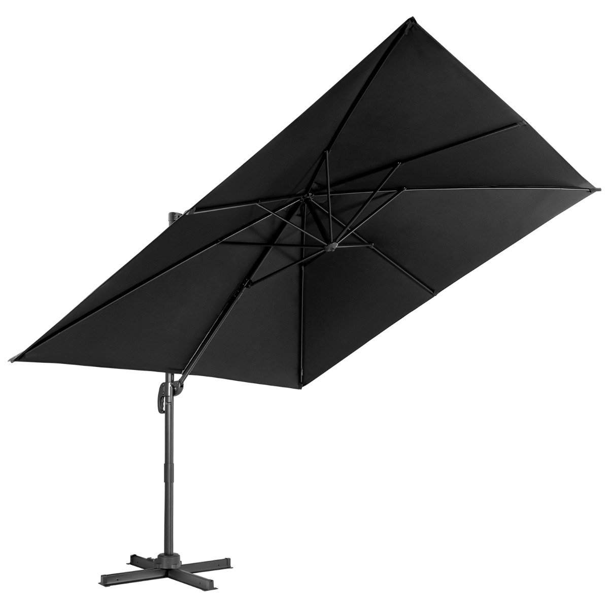 Parasol 300 x 300 cm firkantet cantilever paraply med håndsving sort