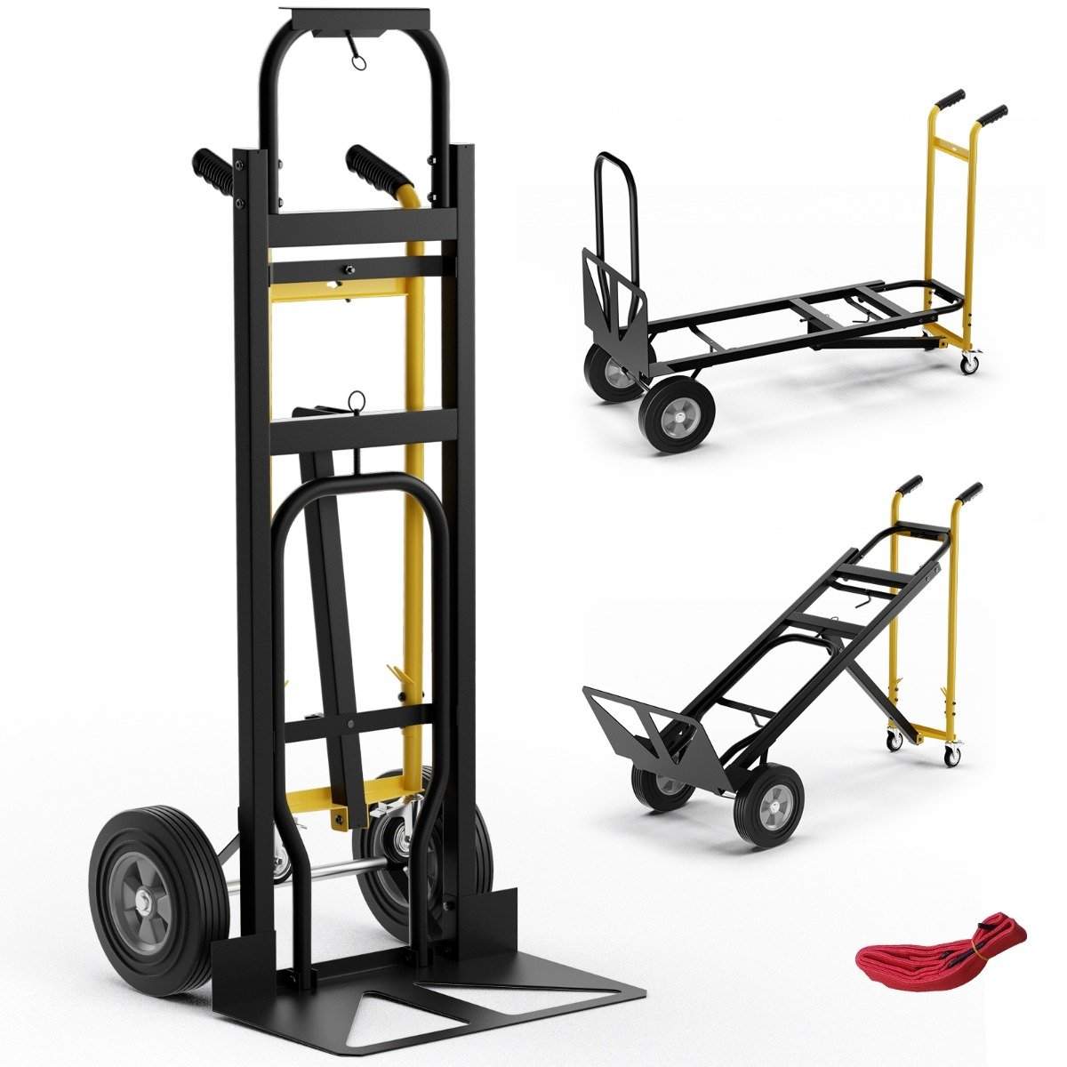 3 i 1 säckbil med 4 gummidäck och handkärra med bindande rep kan bära upp till 360KG / 450KG | Hem & Hobby | Pryloteket