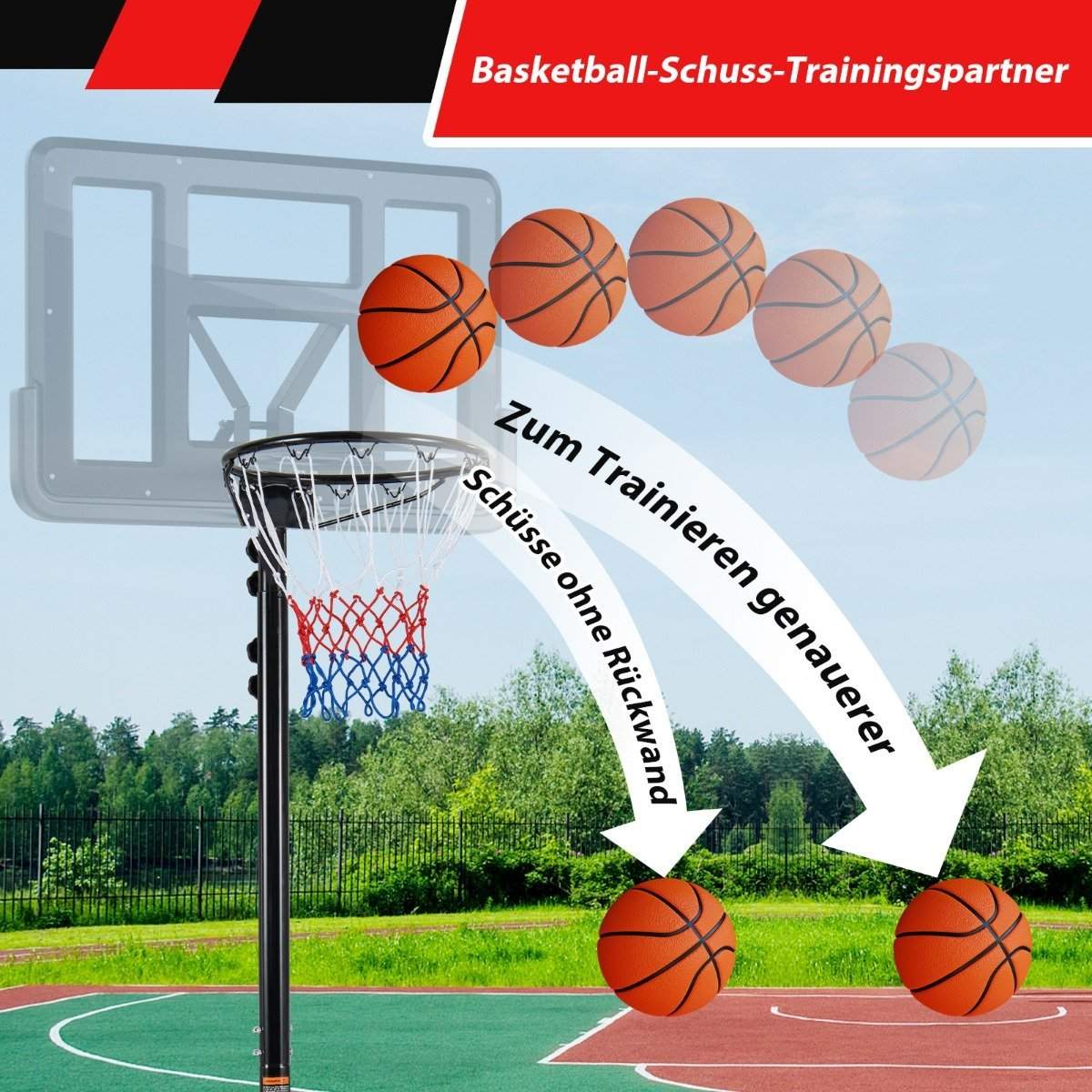 Basketball hoop udendørs bærbar basketball stativ 260-305 cm højdejusterbar sort