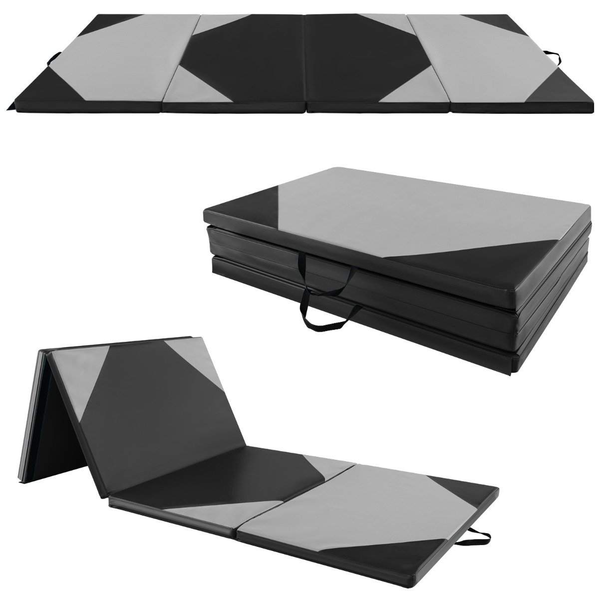 Sammenfoldelig træningsmåtte lavet af kunstlæder med velcrolukninger & Bærehåndtag 300 x 117 x 5 cm-grå