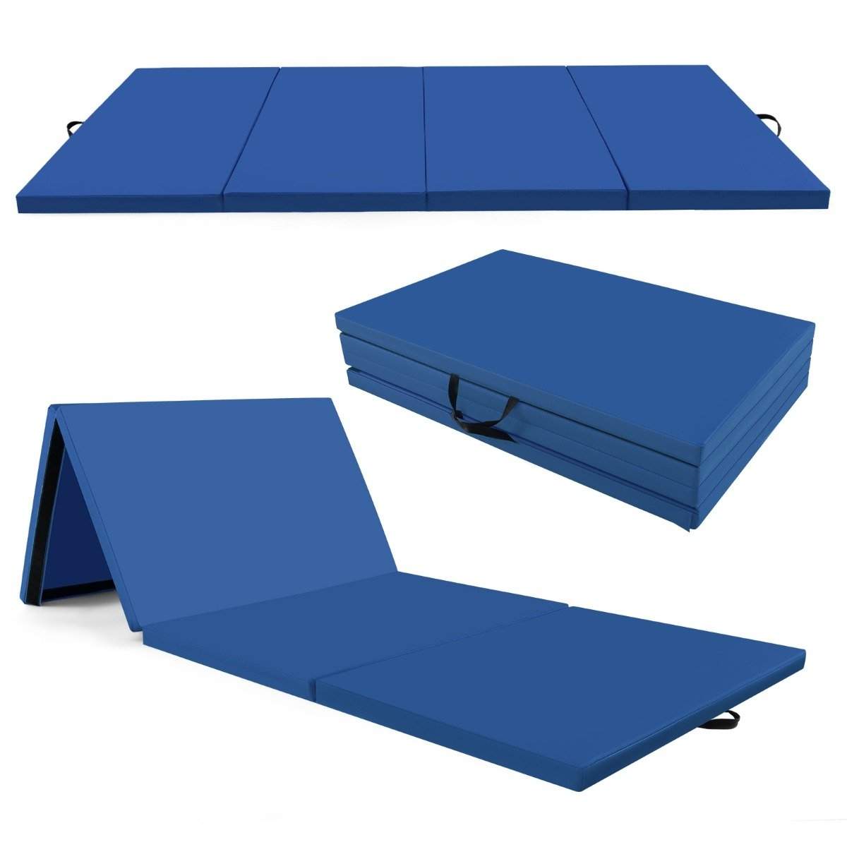 300 x 117 x 5 cm mjuk golvmatta gymnastikmatta hopfällbar gymnastikmatta av konstläder blå | Sport & Fritid - Träning | Pryloteket
