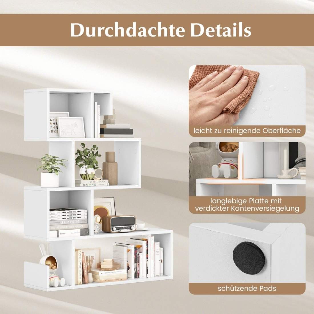 5-vånings bokhylla geometrisk förvaringshylla med öppna fack 80 x 22 x 100 cm vit | Leksaker & Spel - Leksaker - Rittillbehör & Pyssel - Klistermärken | Pryloteket