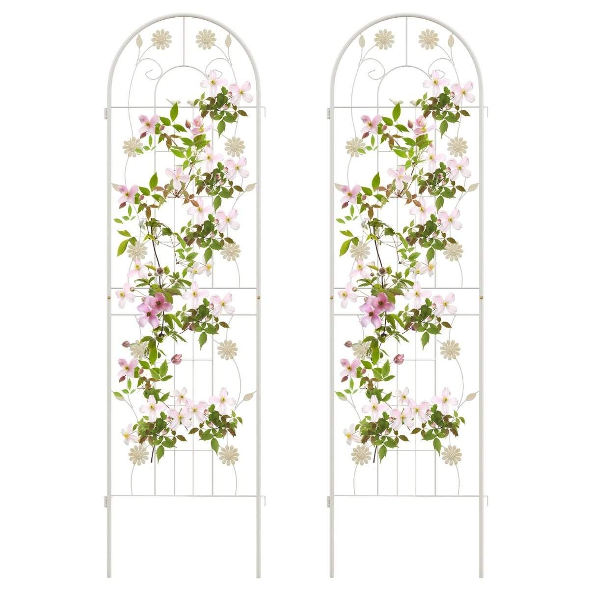 Sæt med 2 metal espalier Dekorativt havehegn Fritstående espalier 180 cm x 50 cm Hvid