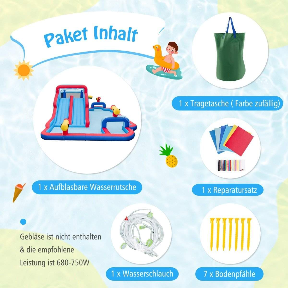 Oppustelig vandrutsjebane park kæmpe hoppeborg med 2 lange rutsjebaner 644 x 405 x 210 cm