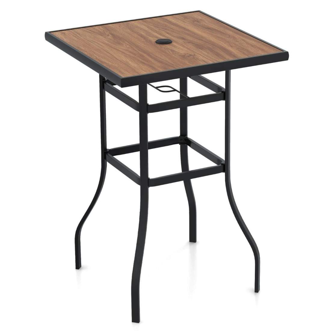 Bistrobord med paraplyhål & bordsskiva i trälook. Fyrkantigt balkongbord | Hem & Hobby - Hem & Hushåll - Förvaring & Organisering - Paraplyställ | Pryloteket