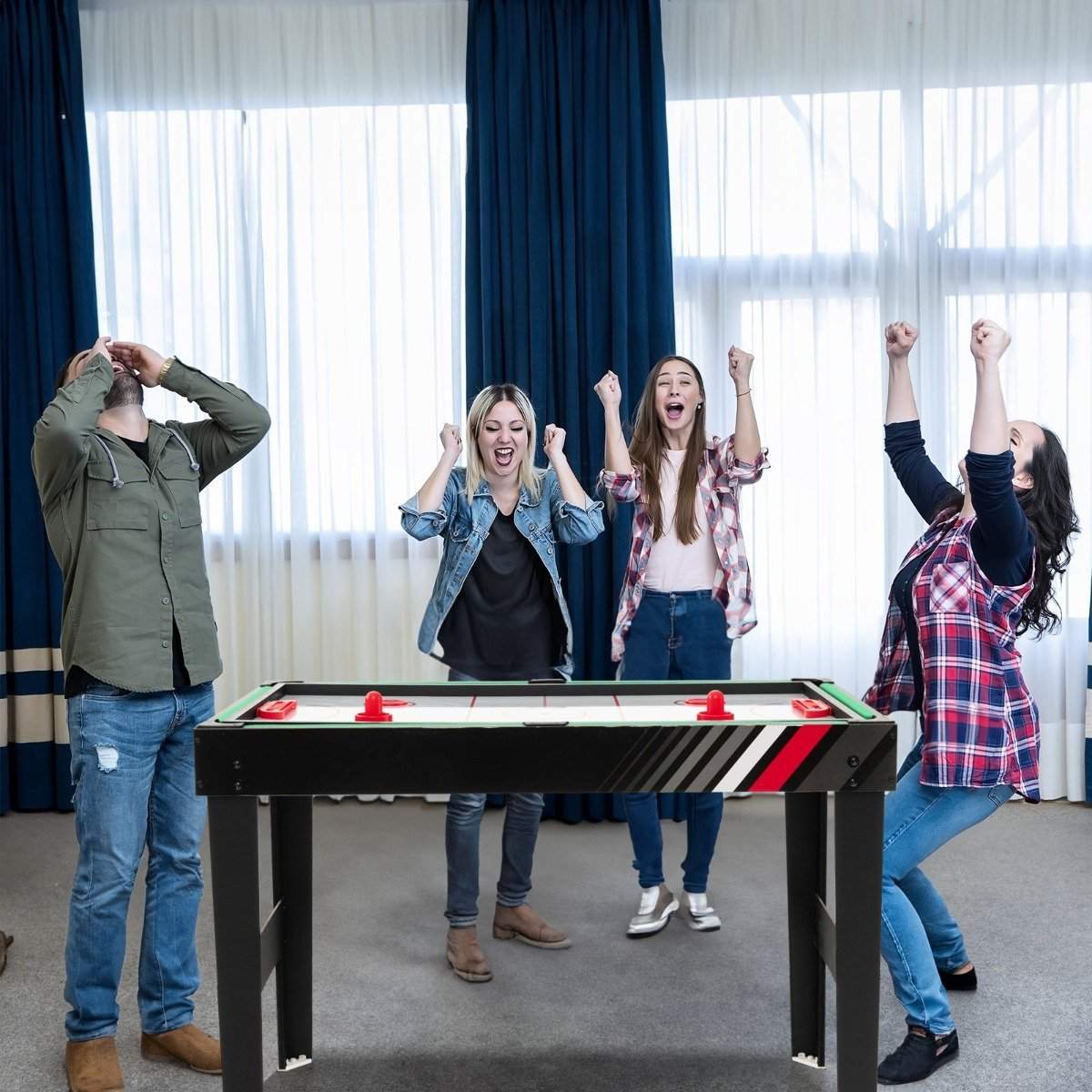 4 i 1 multi-game bord med bordfodbold & pool billard & airhockey & bordtennis arkadespil sæt