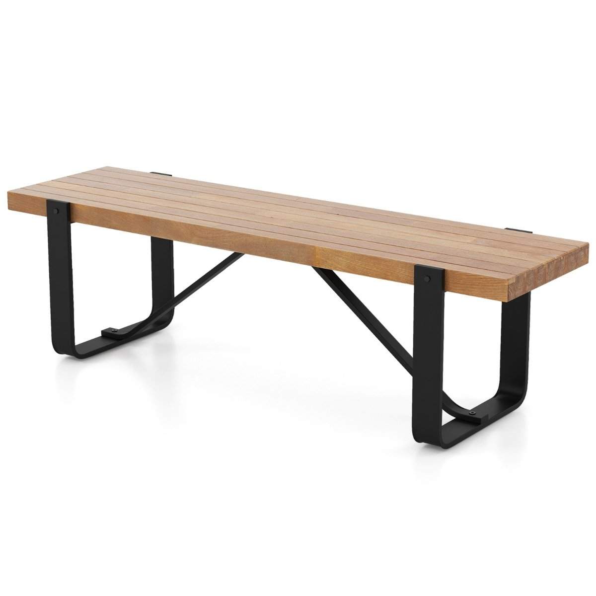 Indgangsbænk med metalramme Gangbænk Rustik bondehus skostativ i træ 152,5 x 43 x 44 cm