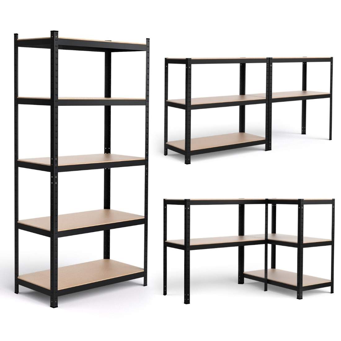 Förvaringshylla, kraftig hylla, plug-in hylla, metallhylla, 5 nivåer, verkstadshylla, 91 x 46 x 183 cm, svart | Hem & Hobby - Hem & Hushåll - Kök | Pryloteket