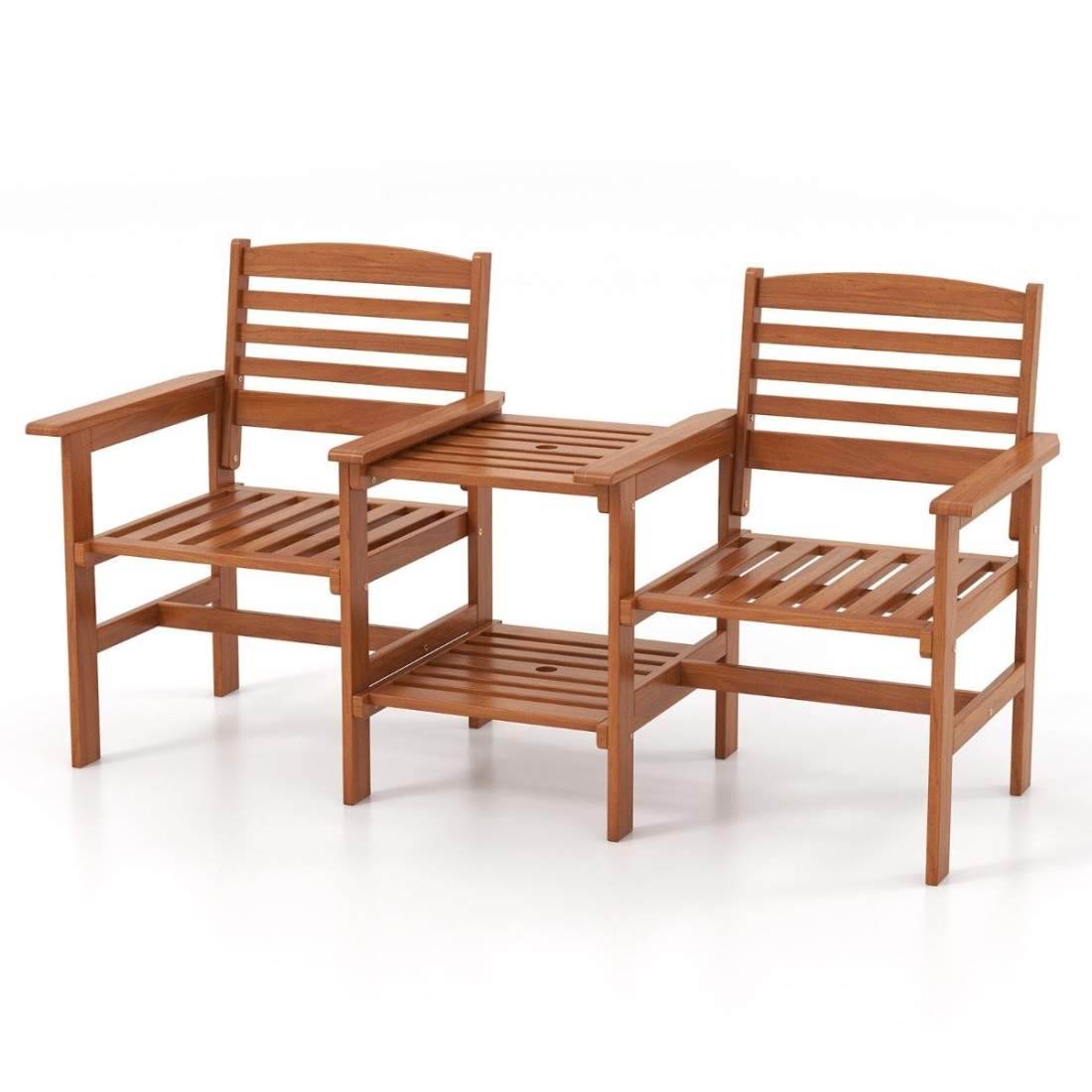 Sittset i trä med soffbord och paraplyhål Väderbeständig trädgårdsmöbelset för terrassen | Hem & Hobby - Hem & Hushåll - Kök - Servering - Serveringsset | Pryloteket