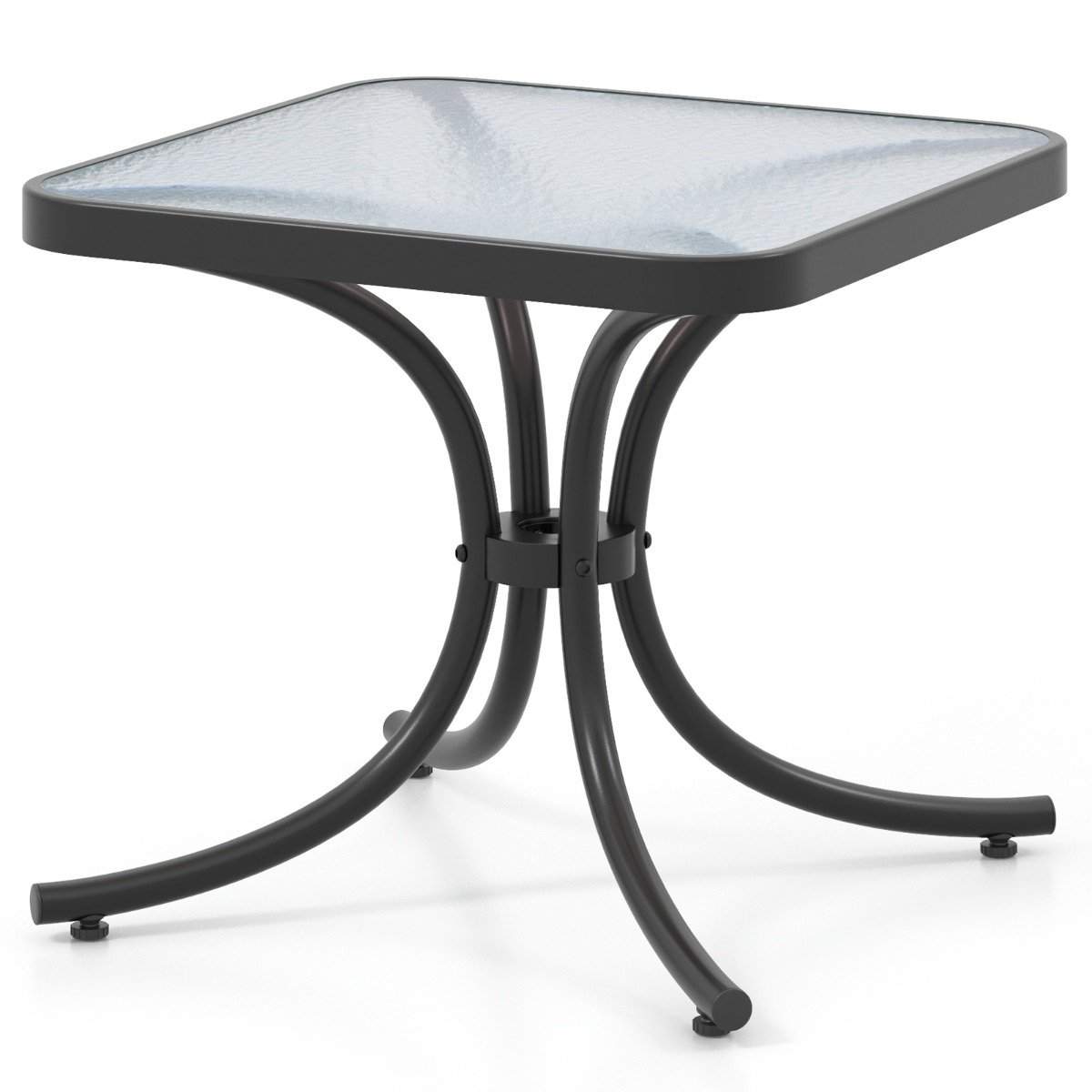 Sidebord med bordplade af hærdet glas, vejrbestandigt altanbord, lille havebord