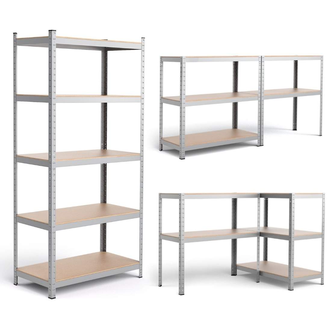 Förvaringshylla, kraftig hylla, plug-in hylla, metallhylla, 5 nivåer, verkstadshylla, 91 x 46 x 183 cm, silver | Hem & Hobby - Hem & Hushåll - Kök | Pryloteket