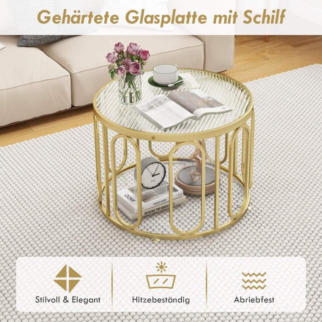 Soffbord runt vardagsrumsbord med 2 glasskivor och roterande metallram transformerbar total lastkapacitet på 30 kg | Hälsa & Skönhet - Personvård - Vård & Rehabilitering - Hållning | Pryloteket