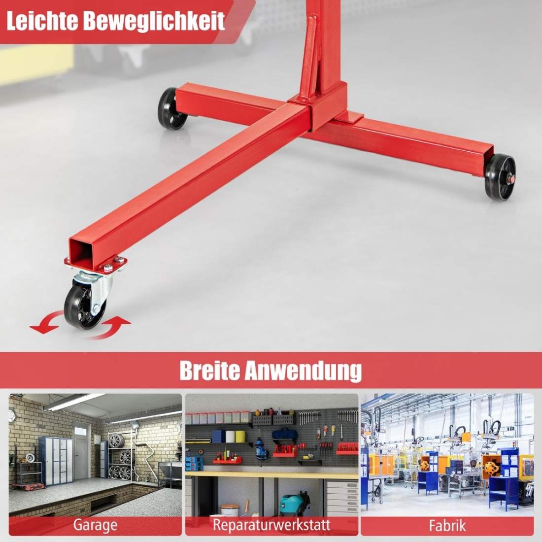 Motorställ 340 kg motorlyft 360° vridbart med 4 justerbara armar motorhållare för garage | Elektronik - Tillbehör Mobil & Surfplatta - Surfplatta Tillbehör - Stativ | Pryloteket